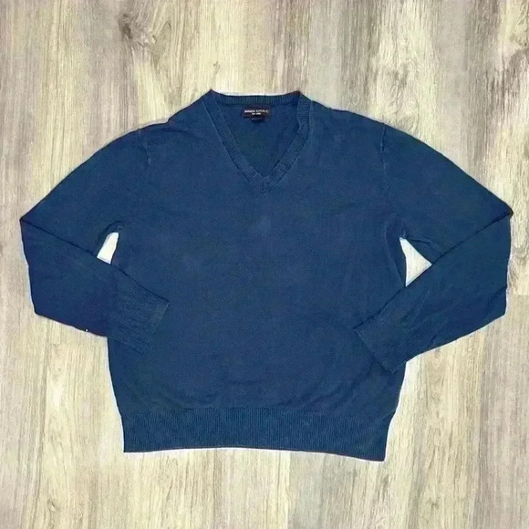 Banana Republic Silk Linen Men's Blue V-Neck Long Sleeve Pullover Sweater Size L - Picture 1 of 8